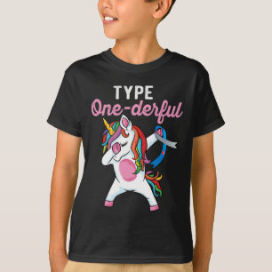 Type Onederful Dabbing unicorn Type 1 Diabetes Awa T-Shirt