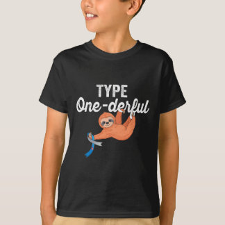 Type Onederful lazy cute sloth Type 1 Diabetes Awa T-Shirt