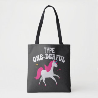 Type Onederful Type 1 Diabetes Awareness Unicorn  Tote Bag