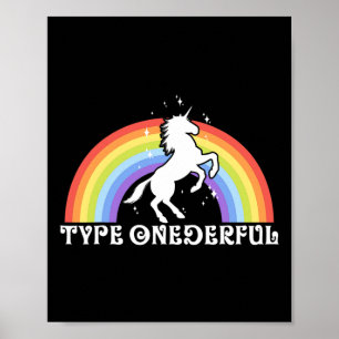 Type Onederful Type 1 Diabetes Unicorn Rainbow Awa Poster