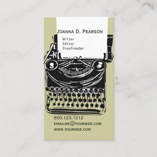 Type Typewriter Writer Editor Click  CUSTOMIZE Business Card