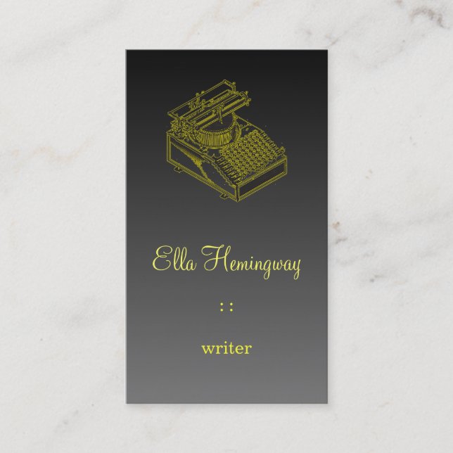 Type Writing Machine Gradient Background Business Card (Front)