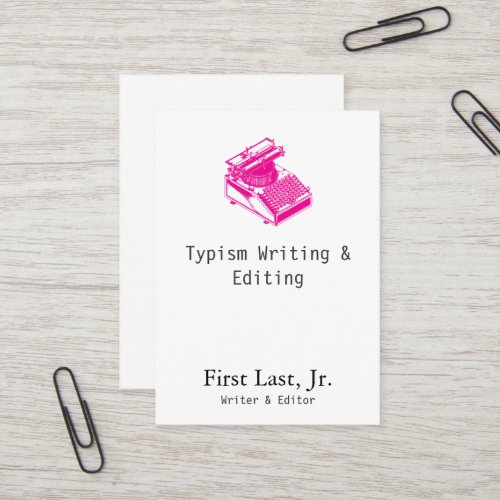 Type Writing Machine Magenta Business Cards