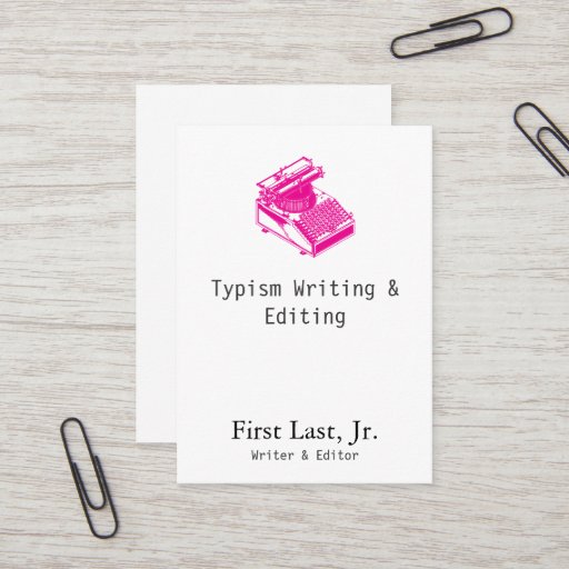 Customizable Type Writing Machine Magenta Business Cards
