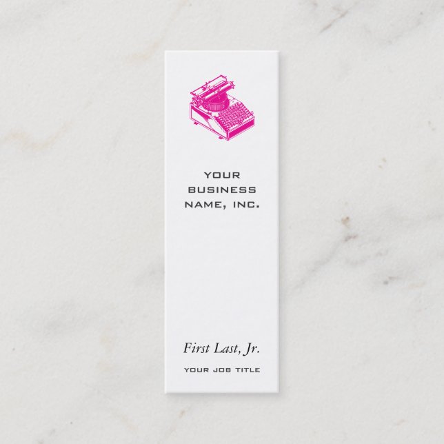 Type Writing Machine Magenta Mini Business Card (Front)