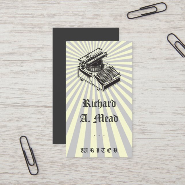 Type Writing Machine on Burst Business Card (Front/Back In Situ)