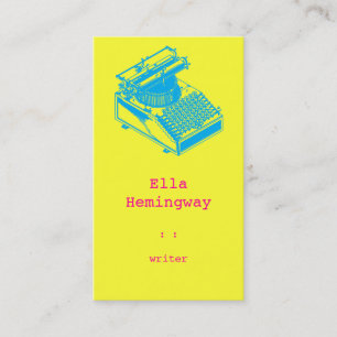 Type Writing Machine Patent Illustration Cyan Business Card