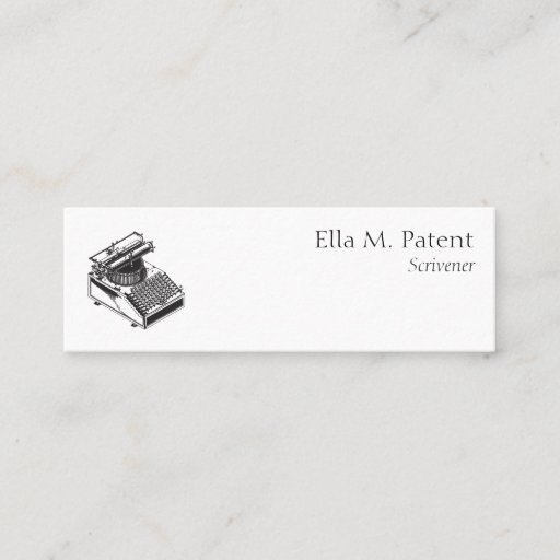 Customizable Type Writing Machine Patent Illustration Business Card Template