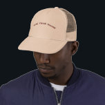Type Your Name Khaki Color Teams Sports Events-Cap Trucker Hat<br><div class="desc">Add a personal touch with this white and Khaki foam trucker hat featuring “Type Your Name” styled using layered shadow depth and sharp stroke accents. The contrasting color combination makes your custom name stand out with a clean and modern finish. Perfect for individuals, teams, businesses, or events that want a...</div>