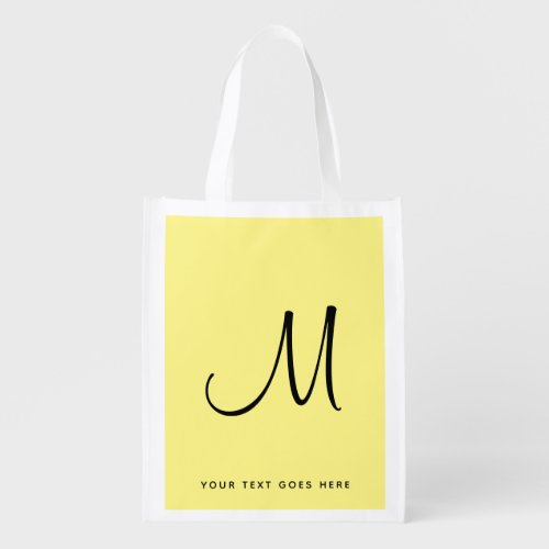 Typed Initial Letter Monogram Personalized Grocery Bag