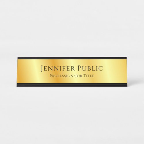 Typed Script Elegant Faux Gold Metallic Look Desk Name Plate