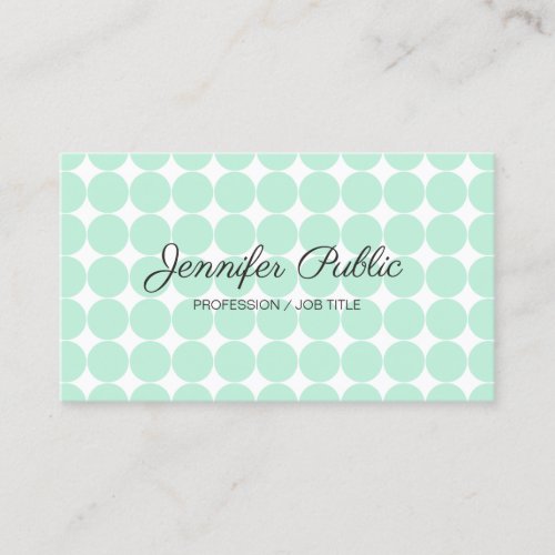 Typed Template Elegant Mint Green White Modern Bus Business Card