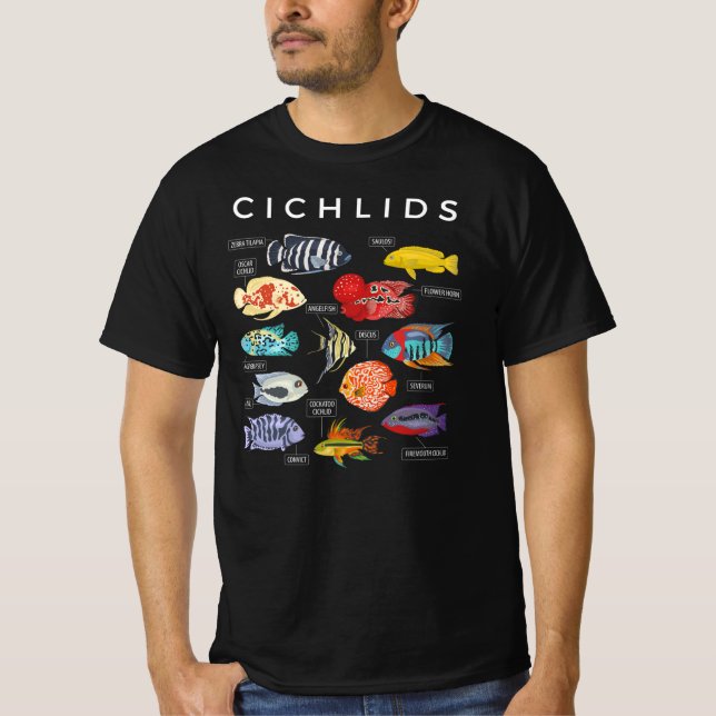 Types Of Cichlid Fish Species Fishing T-Shirt (Front)