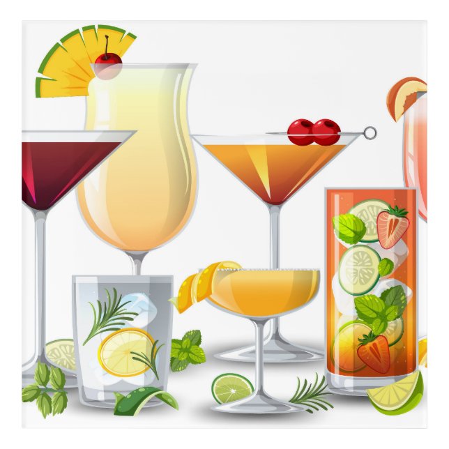 Types of cocktails   acrylic print (Front)