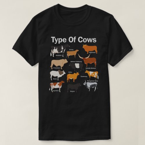 Types Of Cows Farmer Tee Costume funny Cow Farming