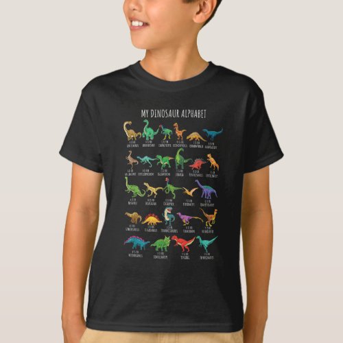 Types Of Dinosaurs Alphabet A_Z ABC Dino  T_Shirt