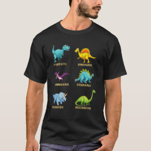 Types Of Dinosaurs Cute Dino Identification Kids T-Shirt