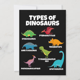 Types Of Dinosaurs Dinosaur Lover for Kids Invitation