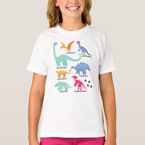 Types of Dinosaurs Future Paleontologist Kids Dino T_Shirt