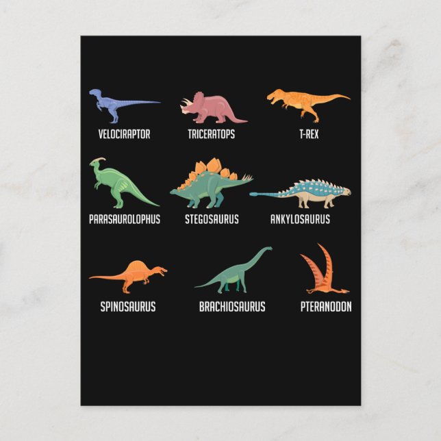 Types of Dinosaurs Spinosaurus Trex Postcard (Front)