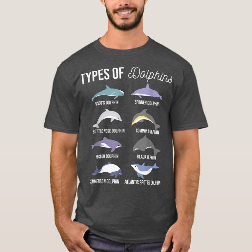 Types Of Dolphins  Sea Animal Lover Zoologist Zook T_Shirt