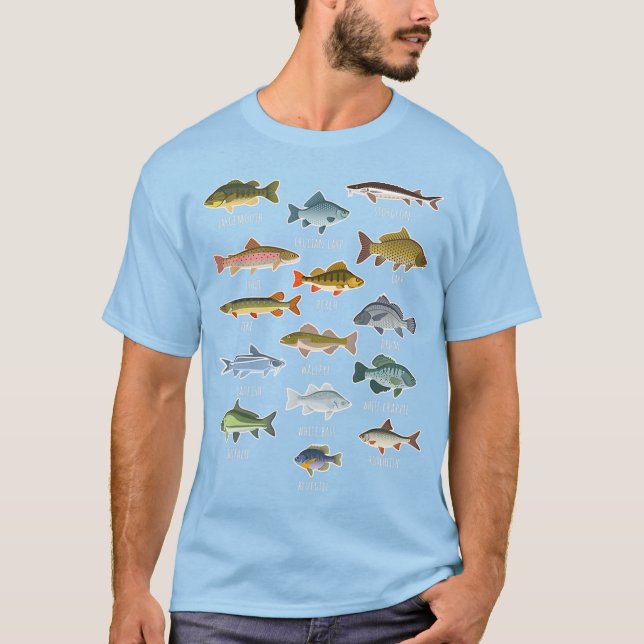 Types Of Fish Species Fishing T-Shirt (Front)