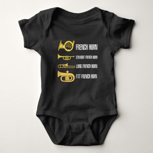 Types Of French Horn Player Brass Player Musician Baby Bodysuit