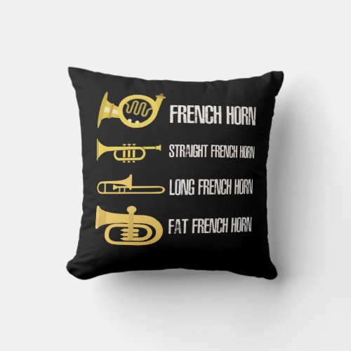 Types Of French Horn Player Brass Player Musician Throw Pillow