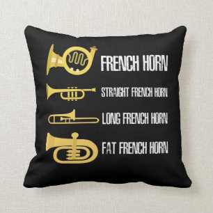 Types Of French Horn Player Brass Player Musician Throw Pillow