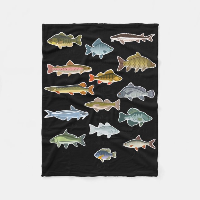 Types Of Freshwater Fish Fishing  Fleece Blanket (Front)