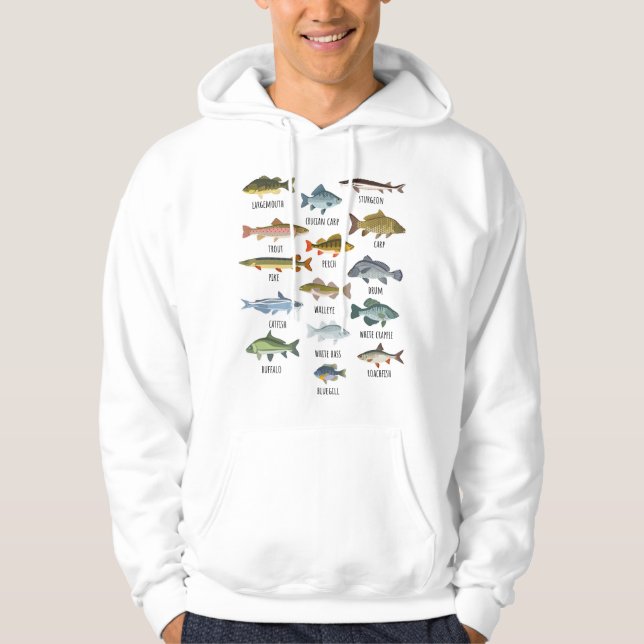 Types Of Freshwater Fish Fishing Hoodie (Front)
