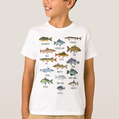 Types Of Freshwater Fish Fishing T_Shirt