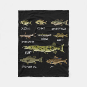 Types Of Freshwater Fish Sorts Species Fishing Fleece Blanket