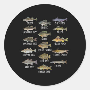 Types Of Freshwater Fish Species Biology Fishing Classic Round Sticker