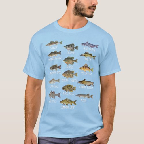Types Of Freshwater Fish Species Biology Fishing T_Shirt