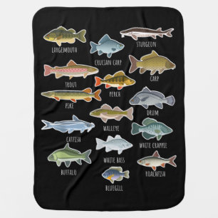 Types Of Freshwater Fish Species Fishing Baby Blanket