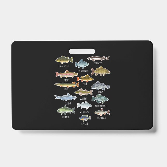 Types Of Freshwater Fish Species Fishing Badge (Front)