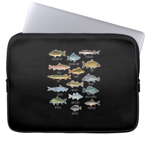 Types Of Freshwater Fish Species Fishing Laptop Sleeve