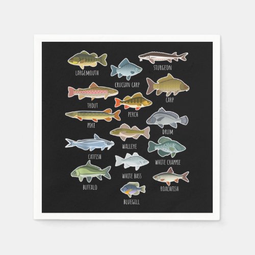 Types Of Freshwater Fish Species Fishing Napkins