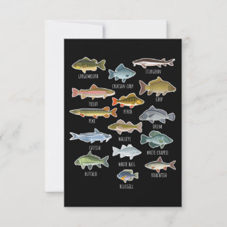 Types Of Freshwater Fish Species Fishing Note Card
