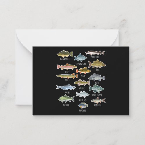 Types Of Freshwater Fish Species Fishing Note Card