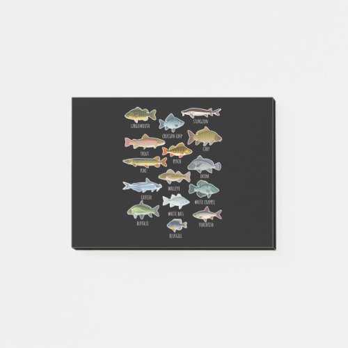 Types Of Freshwater Fish Species Fishing Post_it Notes