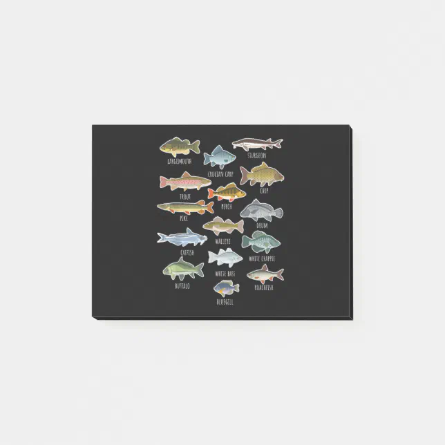 Types Of Freshwater Fish Species Fishing Post-it Notes | Zazzle