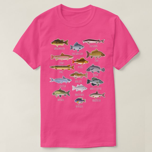 Types Of Freshwater Fish Species Fishing T-Shirt (Design Front)