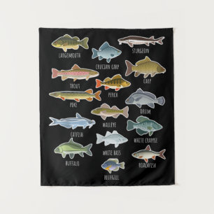 Types Of Freshwater Fish Species Fishing Tapestry