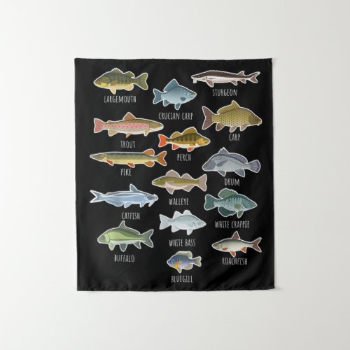 Types Of Freshwater Fish Species Fishing Tapestry