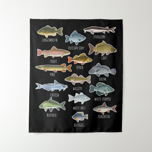Types Of Freshwater Fish Species Fishing Tapestry
