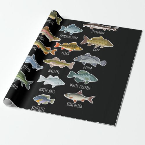 Types Of Freshwater Fish Species Fishing Wrapping Paper