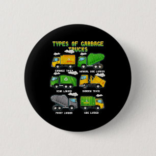 Types Of Garbage Truck Kids Boys Adult Trashtruck Button