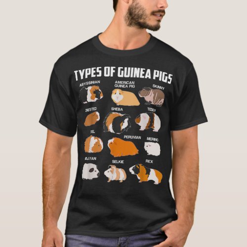 Types Of Guinea Pigs Owner Cool Animal Kids Xmas G T_Shirt